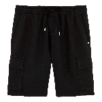 Resim Erkek Baie Keten Bermuda Siyah