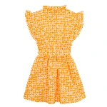 Resim Kız Çocuk Turtle Vichy Ganache Elbise Sarı