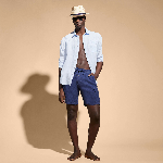 Resim Erkek Baoon Keten Bermuda Lacivert