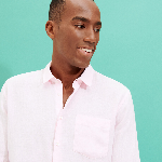 Resim Erkek Caroon Keten Gömlek Pembe