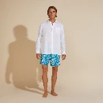 Resim Erkek Caroon Keten Gömlek Beyaz