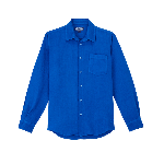 Resim Erkek Caroubis Keten Gömlek Mavi